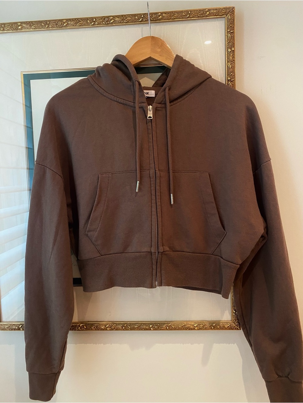 Garage Cropped Brown Zip Hoodie